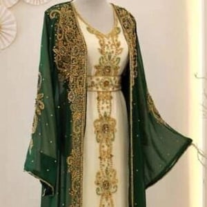 HAND BEADED ABAYA, Festival Kaftan, Plus Size Kaftan, Dubai Moroccan Floor Length Party Wear Dress, Kaftan Maxi Dress Gift For Wife