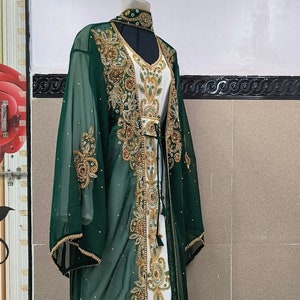 Moroccan Dubai Kaftan Arabic Abaya Maxi Hand Beaded Caftan Farasha Floor Length Party Wear Wedding Gown Beach Stylish Jalabiya MOTHER GIFT'S