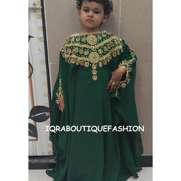 Muslim Girls Dress Kids Abaya Moroccan caftan Kids Embroidered Khimar jilbab Kids Jellabiya Islamic Kids Dress for Girls Birthday gift Dress