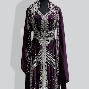 Moroccan Kaftan | Beaded Abaya Dress | Dubai Style Caftan | Handmade Kaftan Robe | Evening Gown for Women | Modest Dress for Party