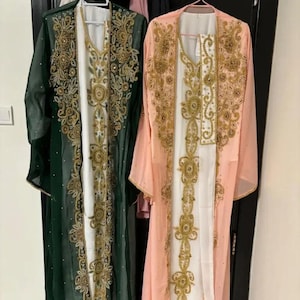 HAND BEADED ABAYA, Festival Kaftan, Plus Size Kaftan, Dubai Moroccan Floor Length Party Wear Dress, Kaftan Maxi Dress Gift For Wife