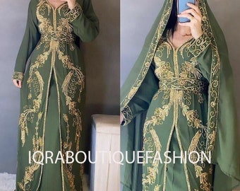 Moroccan Dubai Kaftan Arabic Abaya Maxi Hand Beaded Caftan Farasha Floor Length Party Wear Wedding Gown Beach Stylish Jalabiya Women Dress