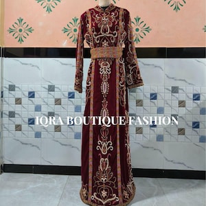 Handmade Moroccan Kaftan, Velvet Embroidery Gown, Traditional Caftan Dress, Modest Formal Wear, Wedding Guest Dress, Islamic Clothing