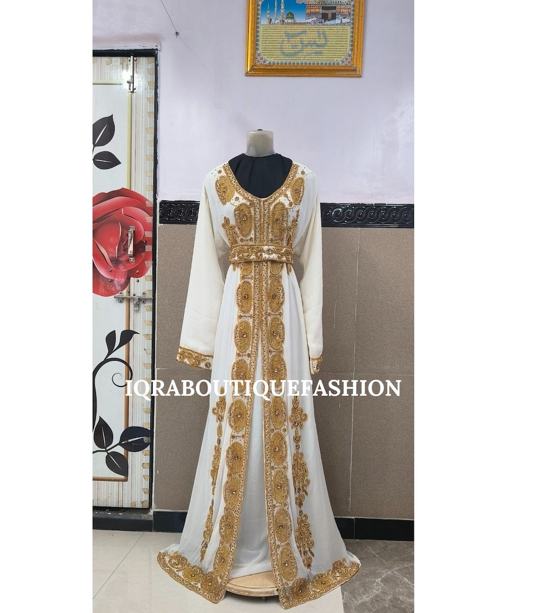 Arabian Farasha Red Kaftan Long Maxi Party Gown