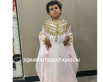 Moslimmeisjesjurken Kinderen Abaya Marokkaanse kaftan Kinderen geborduurd Khimar jilbab Kids Jellabiya Islamitische kinderjurk voor meisjes Verjaardagscadeau Jurk