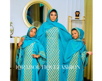 Muslim Girls Dress Kids Abaya With Mother Moroccan AARI caftan Kids jilbab Kids Jellabiya Islamic Kids Dress for Girls Birthday gift Dresses