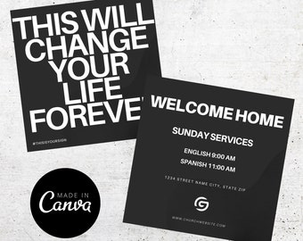 Square Church Invite 4x4 (Digital Template)
