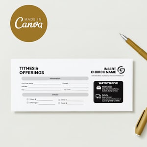 Sobre para diezmos/ofrendas de la iglesia (8,9 x 3,5 pulgadas) (plantilla digital)