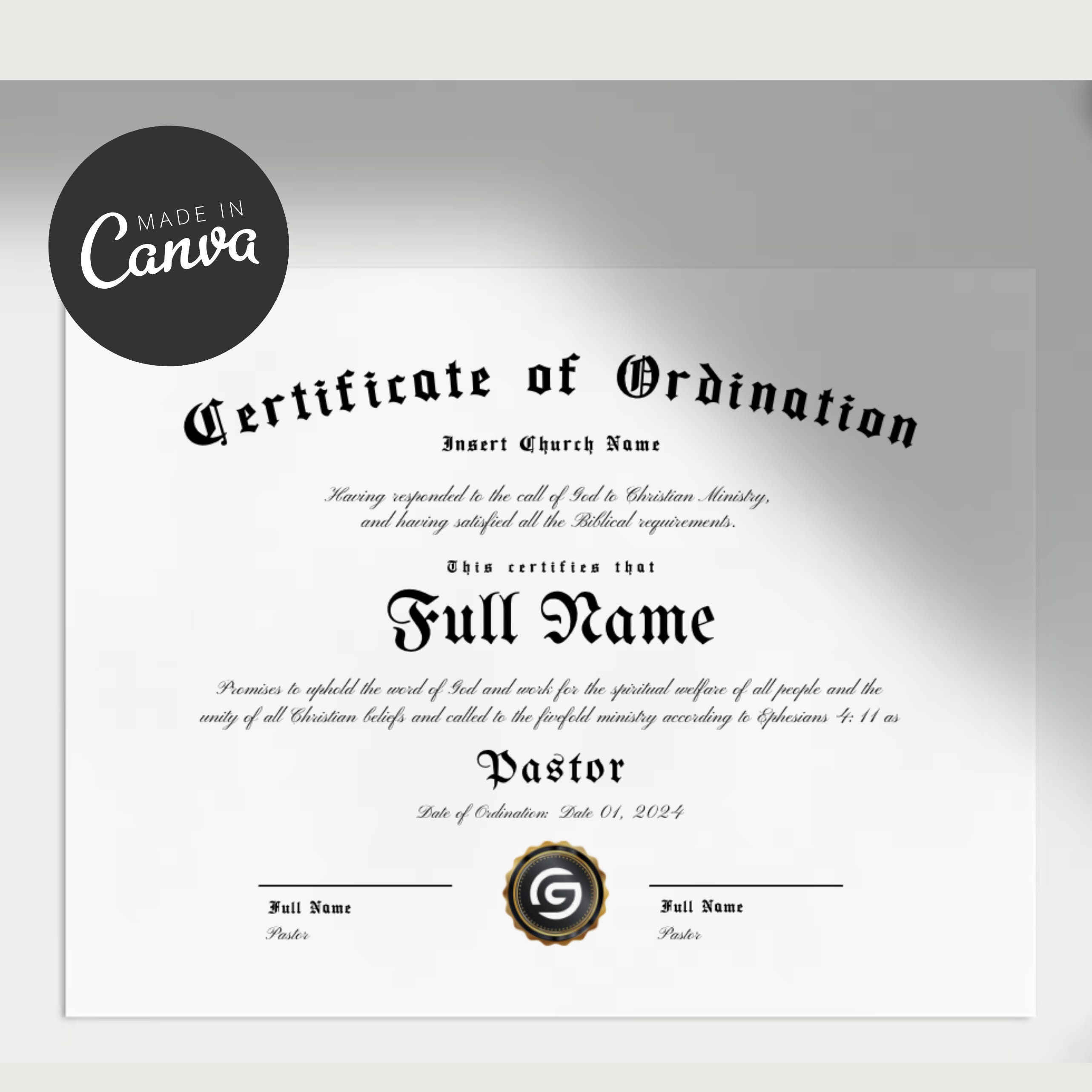 Church Membership Certificate - Premium Foil Embossed KJV Edition, 8.5x11 Inches (6 Pack)