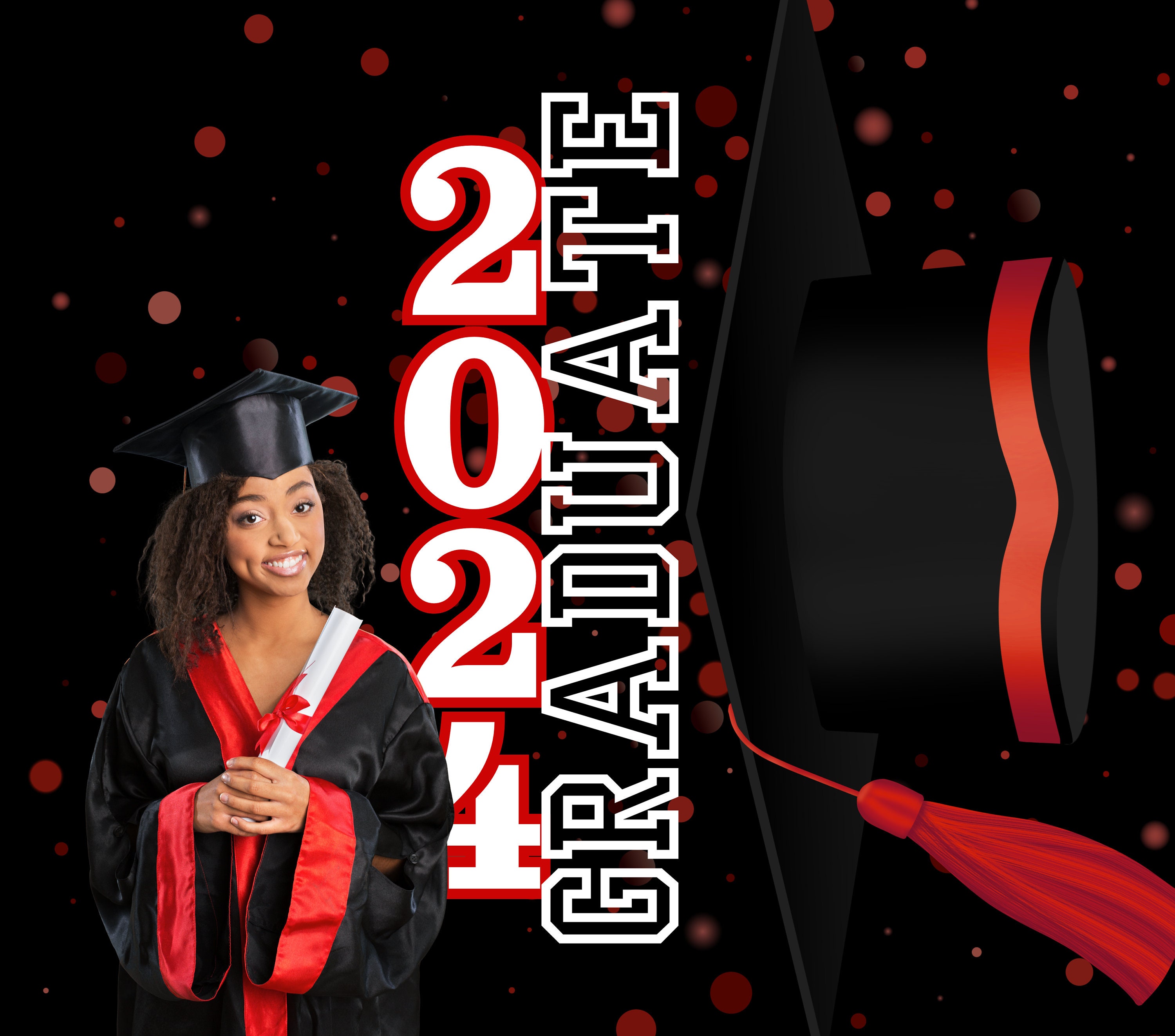 20oz Skinny Tumbler Sublimation Graduation Template: Class of 2024 ...