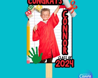 Graduation Fan Canva Template, Headstart, Pre-K, Kindergarten Graduation announcement, class of 2024