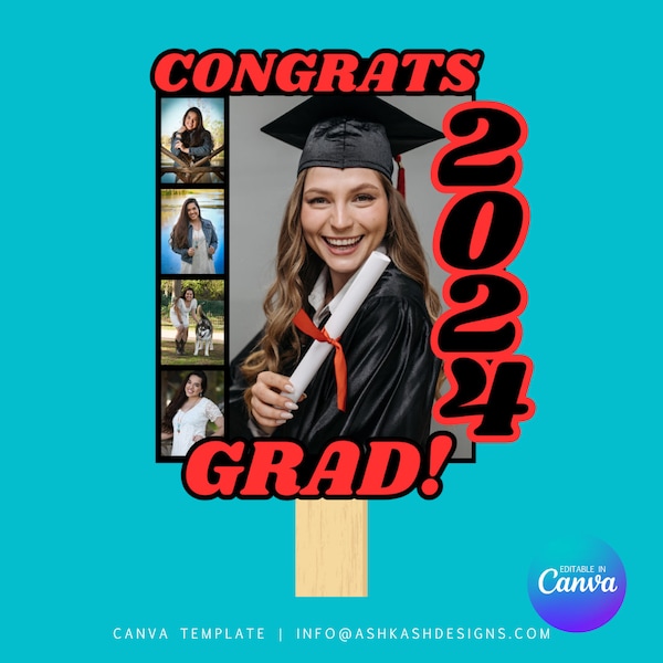 Graduation Fan Canva Template, Graduation announcement, class of 2024