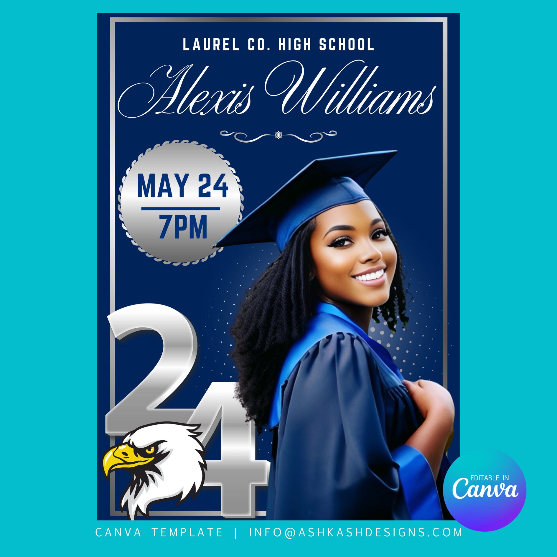 Graduation Invitation Canva Template, Graduation announcement, class of 2024,