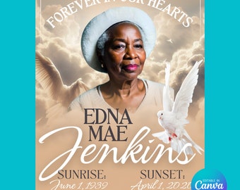 Memorial Flyer Canva Pro Template, Funeral Flyer, In Loving Memory (Advanced Design)