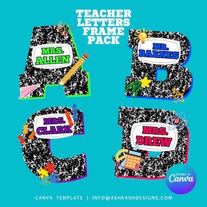 Teacher School Themed Letter Canva Pro Frames