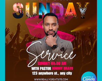Kirche Service Flyer Canva Vorlage (Digitaler Download)