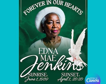 Memorial Flyer Canva Pro Template, Funeral Flyer, In Loving Memory (Advanced Design)