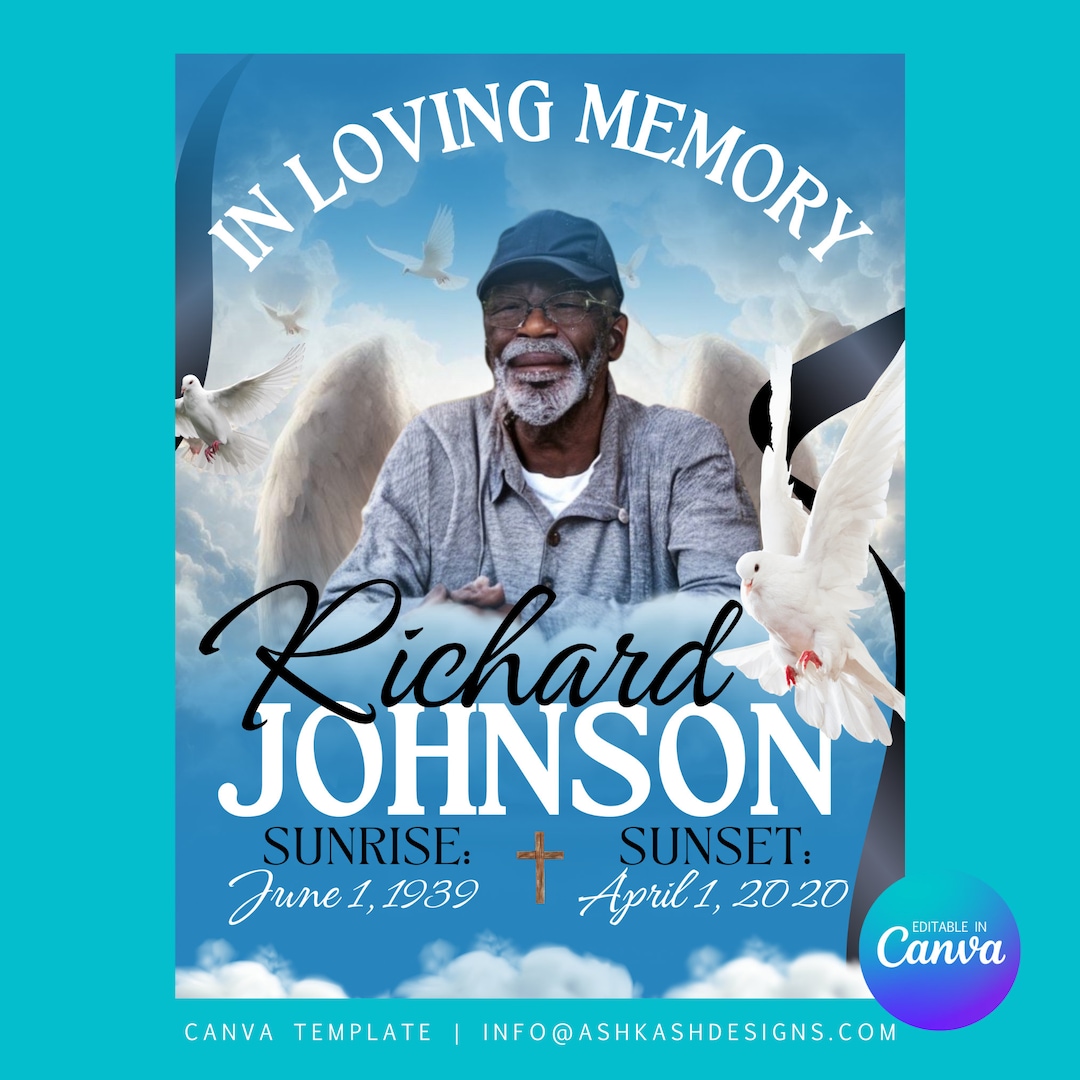 Memorial Flyer Canva Template, Funeral Flyer, in Loving Memory - Etsy