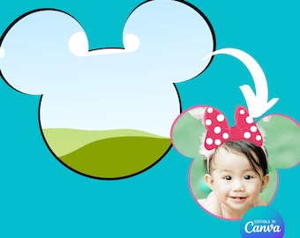Mickey/Minnie frame Template for Canva, shirt design, flyer design