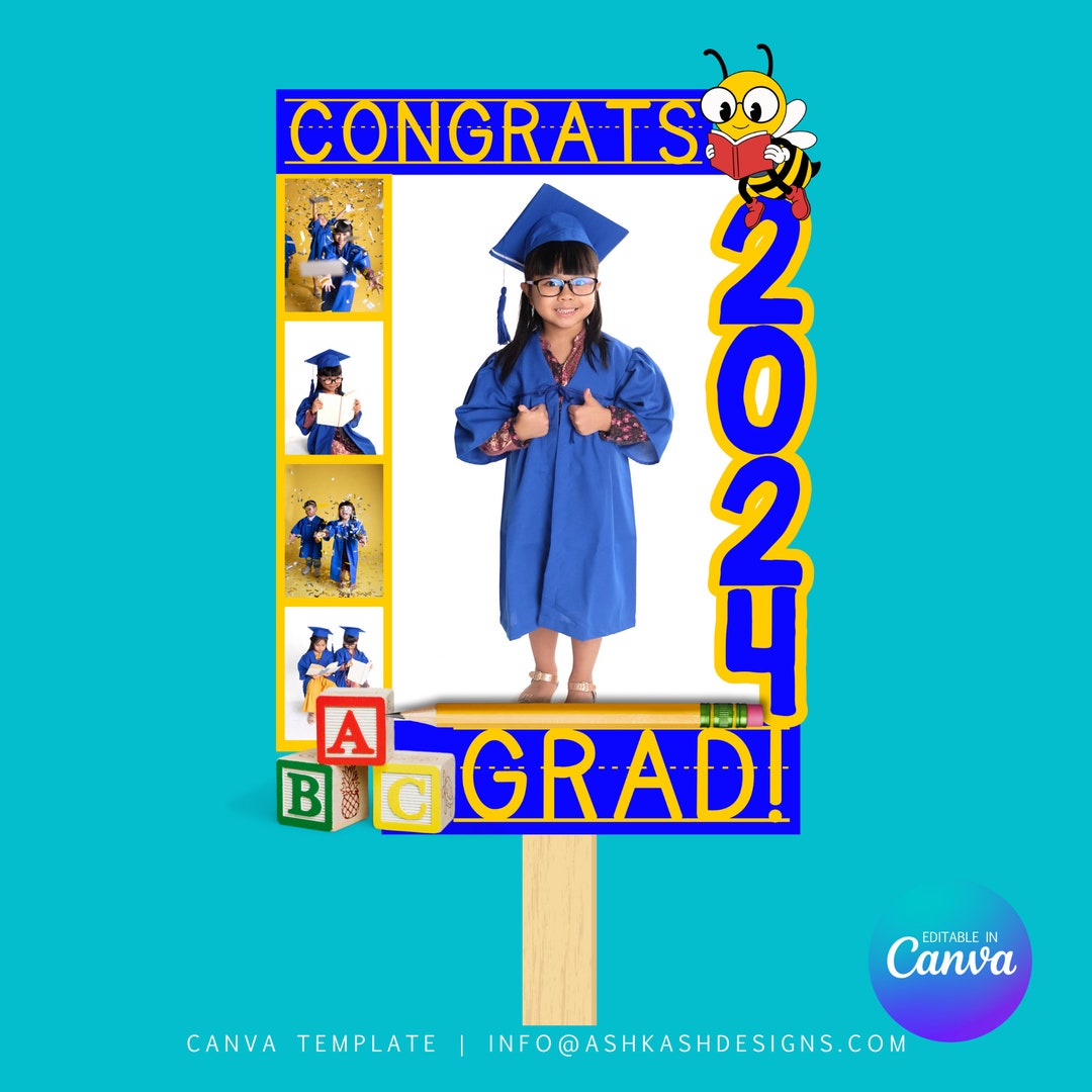 Graduation Fan Canva Template, Headstart, Prek, Kindergarten Graduation Announcement, Class of