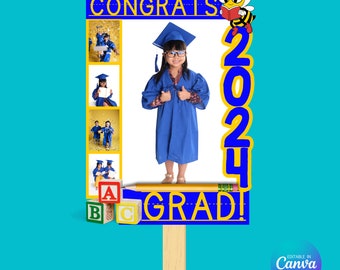 Graduation Fan Canva Template, Headstart, Pre-K, Kindergarten Graduation announcement, class of 2024