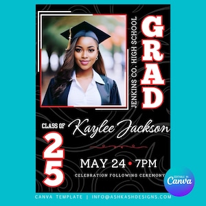Graduation Invitation Canva Template, Graduation announcement, class of 2025,