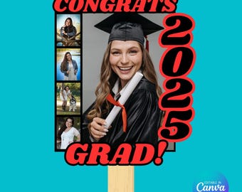 Graduation Fan Canva Template, Graduation announcement, class of 2025