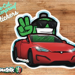 Custom stickers One of a Kind, Waterproof Die Cut Trading Stickers- EV Driver Candlestick. Electric vehicle is the future!
