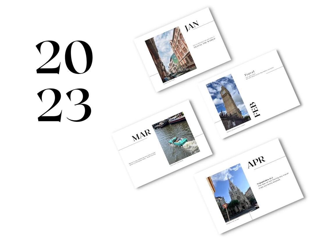 2023 Printable TRAVEL INSPO Calendar, Motivational Travel Quotes, Size ...