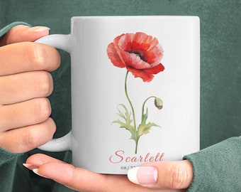 Custom Birth Flower Mug, Personalized Name Coffee Mug, Birth Month Flower Mug, Personalised Birthday Gift
