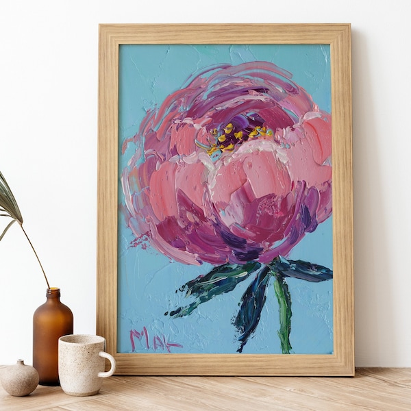 Pink Flower Canvas Etsy