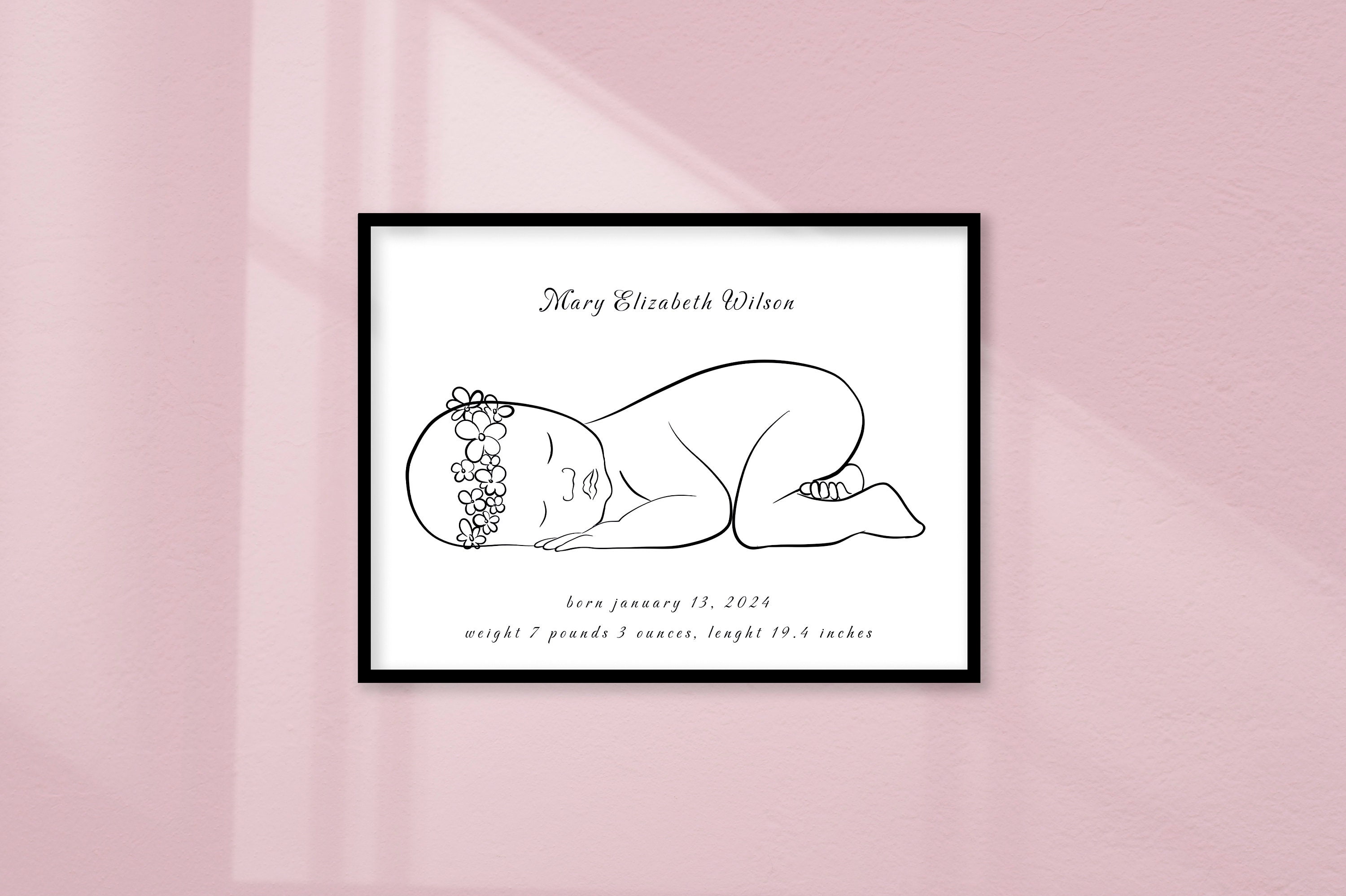 Custom Newborn Baby Poster, Personalized Birth Wall Art, Baby Birth ...