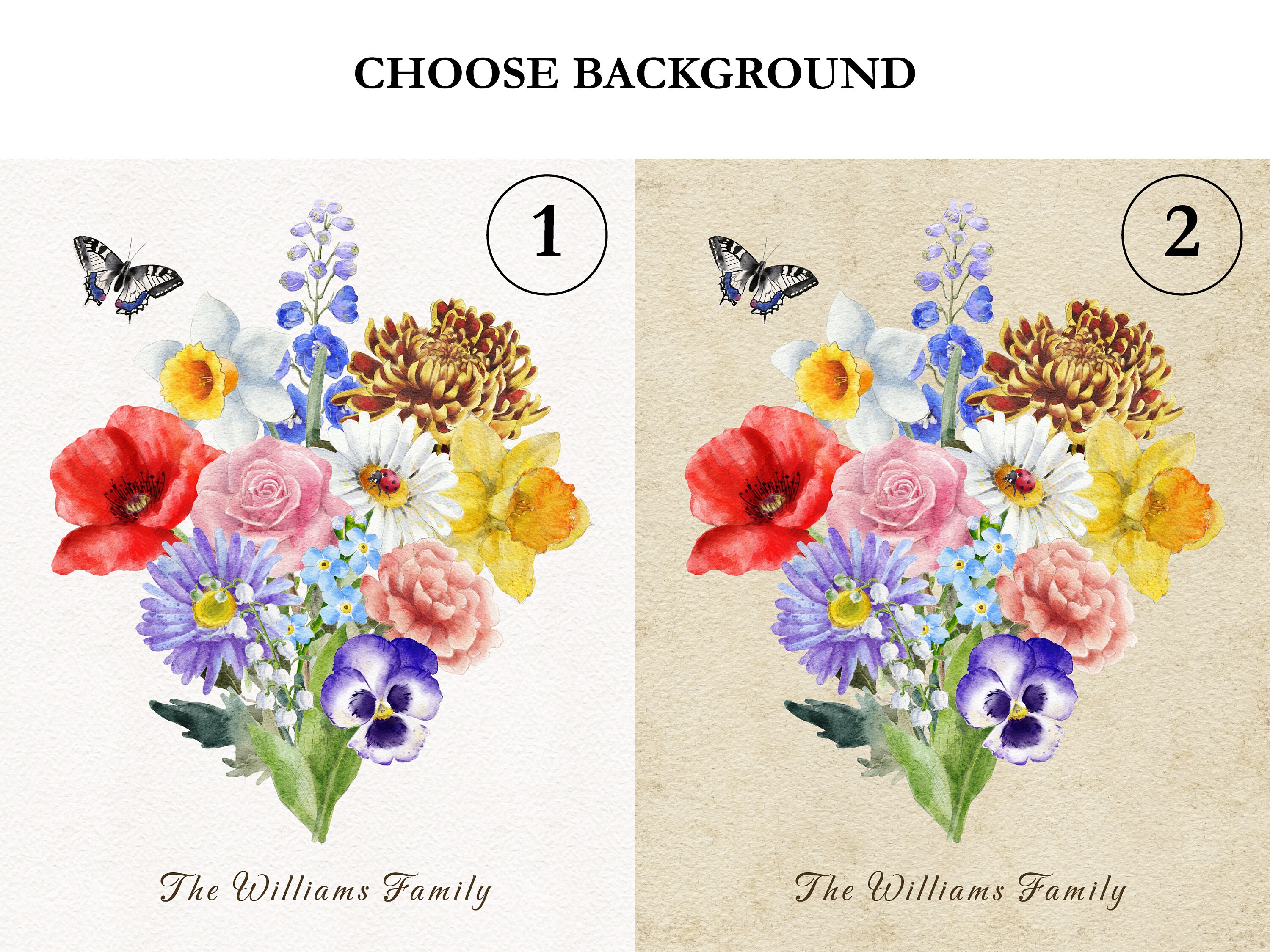 Custom Birth Flower Bouquet Print, Printable Grandmas Garden Wall Art ...