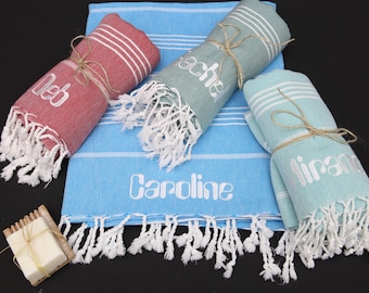 Recuerdo personalizado para despedida de soltera, regalo para damas de honor, recuerdo de boda, regalo con nombre personalizado, toalla de playa de algodón turco