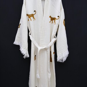 Tiger Design Kimono, Girls Trip Gift, Turkish Towel Robe, Beach Wear Pareo, Ivory Bathrobe, Wedding Gifts, Personalized Gift, Party Favors