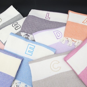 Personalized Embroidered Turkish Beach Towel, Wedding & Bachelorette Favors, Hammam Towel, Gift for Her or Him, Beach Or Hand Size Towel