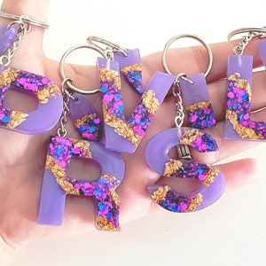 Jasmine Letter Keychains, Resin Keychain, Hanging letters, Red Keychains