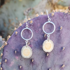 Real Deer Antler Earrings, Hammered Sterling Silver Mini Hoop Earrings, Tribal, Rustic, Unique Silver Earring Gift, Minimalist