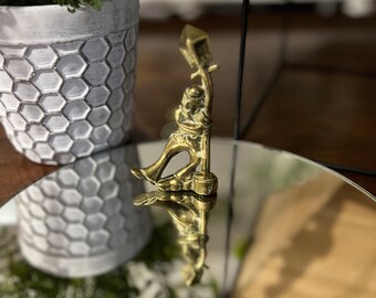 Vintage Brass Drunk/Happy Man Hanging On Light Post/Street Lamp