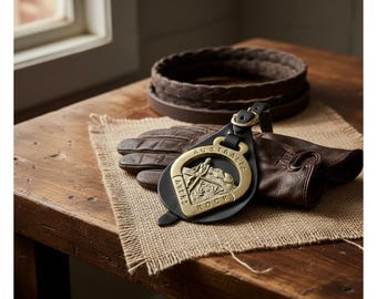 Australia Ayers Rock Brass/Leather Horse Medallion