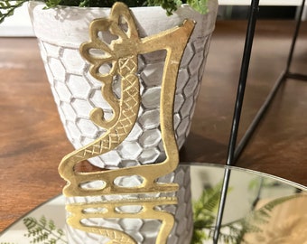 Vintage Brass Ice Skating Ornament