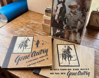 Gene Autry vintage vinyl records and photo