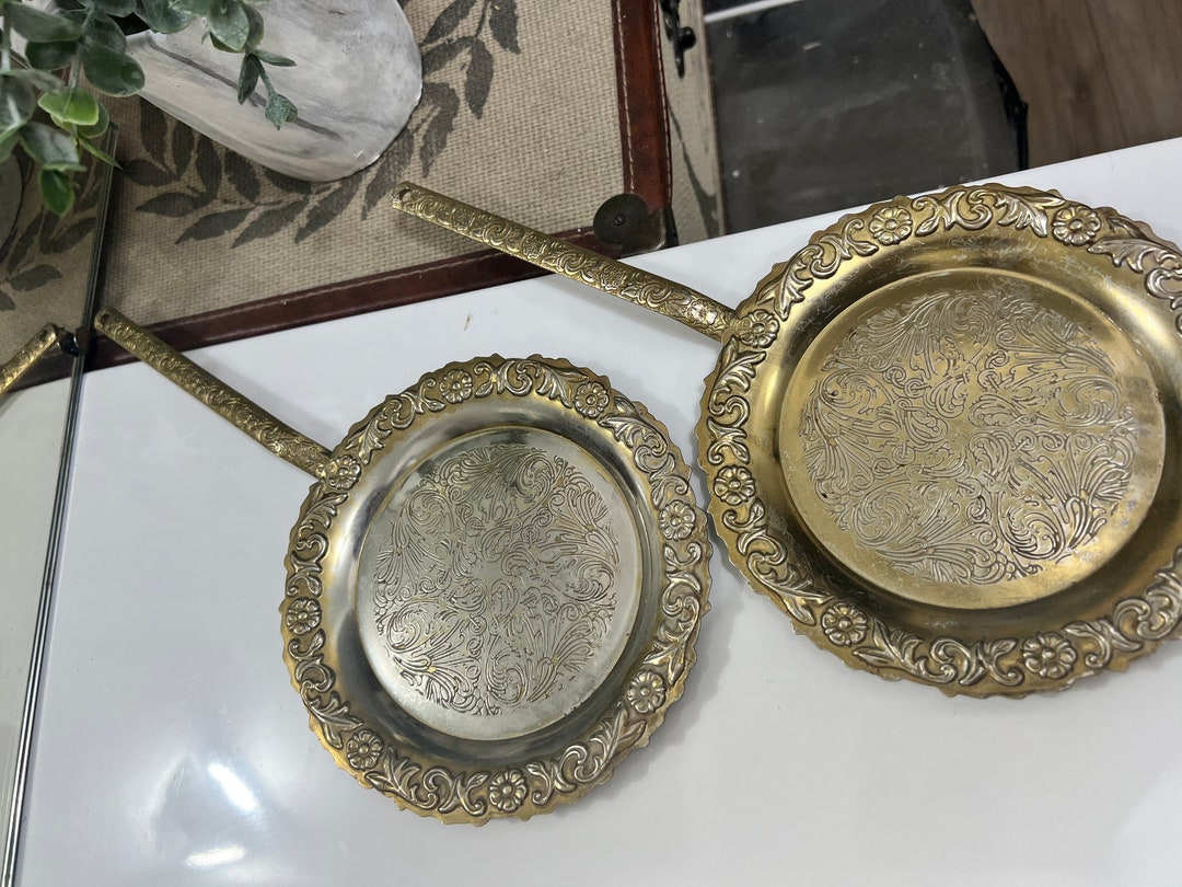 Vintage Brass Plates With Handles for Hanging Etsy