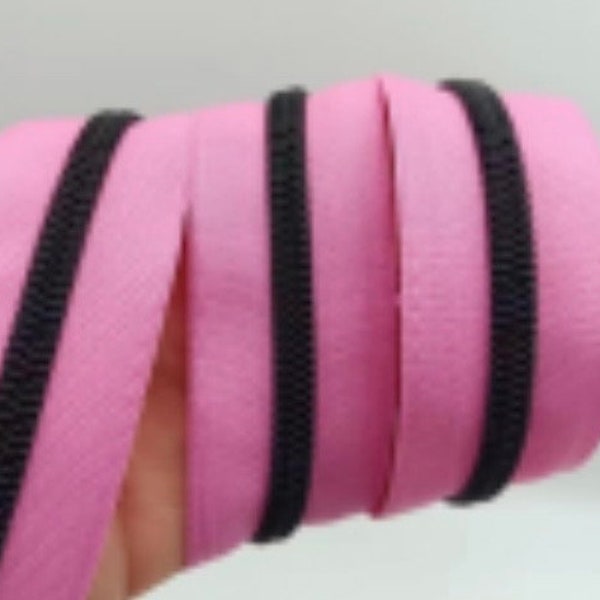 Pink Tape with Black Teeth #5 nylon coil BTY High Quality Zipper Tape Buy The Yard Easy to cut & sew gorgeous with Kaffe Tula