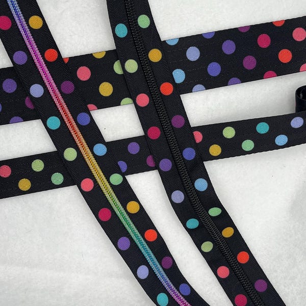 Czarny, tęczowy pas bezpieczeństwa w kropki 1,50 cala Kup na jard Łatwy do cięcia i szycia plecak, bagaż, torba