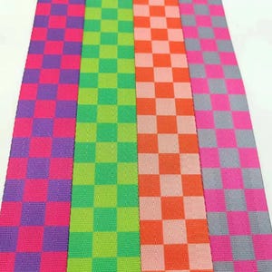 Bright Orange  and Soft Orange Checkered 1.50” Seatbelt Webbing Buy The Yard Easy to cut & sew backpack luggage handbag