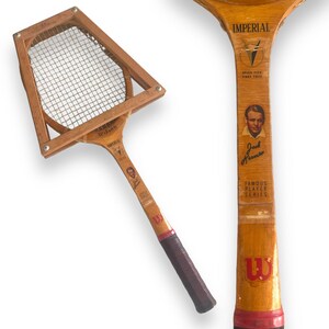 Raquette de tennis personnelle Wilson Jack Kramer, fabriquée en Belgique, face en fibre SpeedFlex, noir et marron, tennis en bois vintage - France