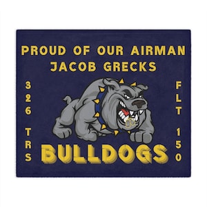 326 TRS Bulldogs Blanket Banner, BMT graduation, Airman&#39;s Run, Bulldog Banner, Training Squadron Gear, Air Force Banner