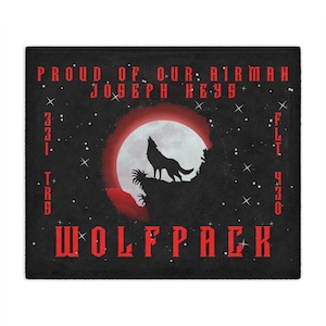 331 TRS Wolfpack Blanket Banner, BMT graduation, Airman&#39;s Run, Wolfpack Banner, Training Squadron gear, Air Force Banner