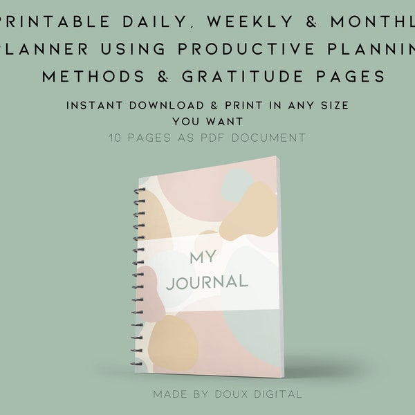 Minimalist Journal for Daily Monthly and Weekly Planning with Bullet Journal Notes Page & Cover Page Undated 2023 2024 Mid Year Gratitude